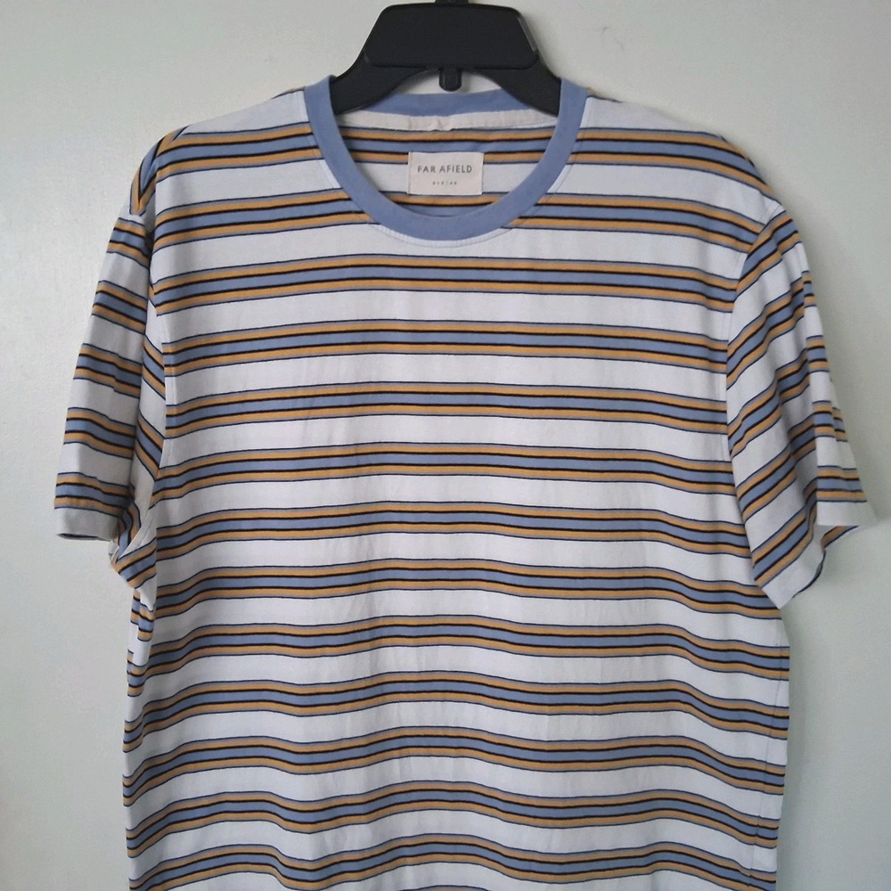 Far Afield Short Sleeve T Shirt Men's Size 3 USA Large Stripe Cotton Read